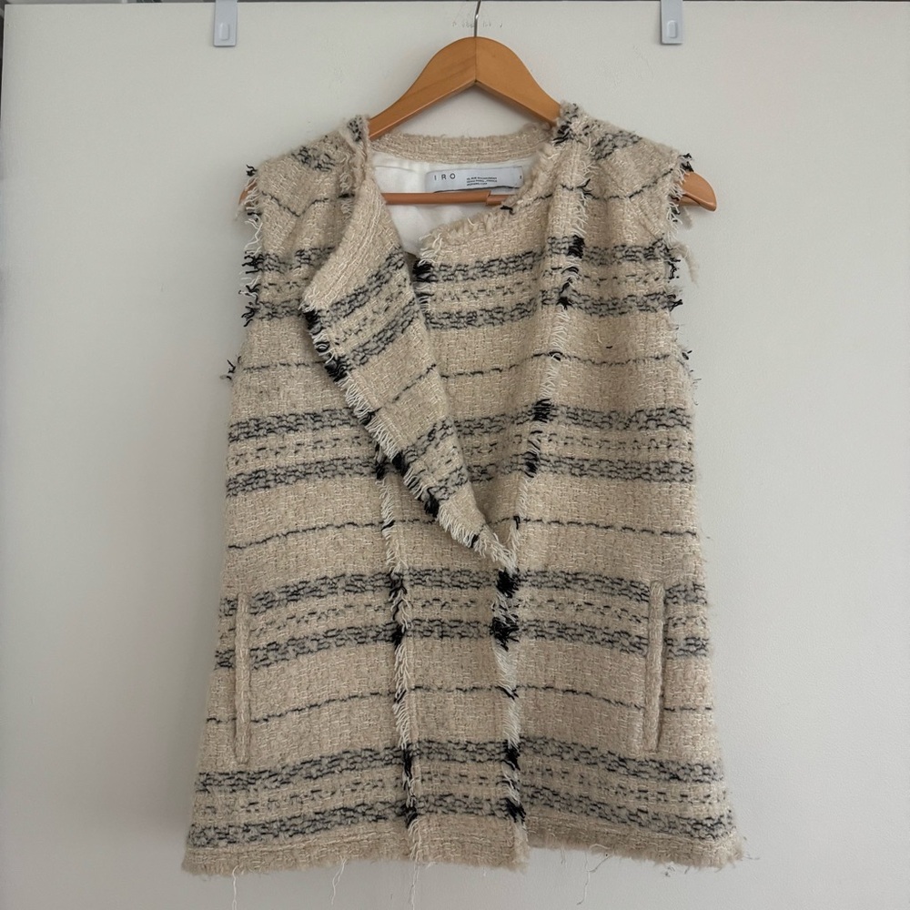IRO Mohair Wool Blend One Snap Stripe Vest